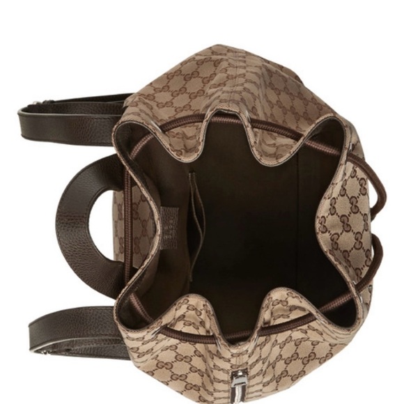 *Rare Find* Gucci GG Drawstring Closure Backpack Brown Canvas - Picture 7 of 8